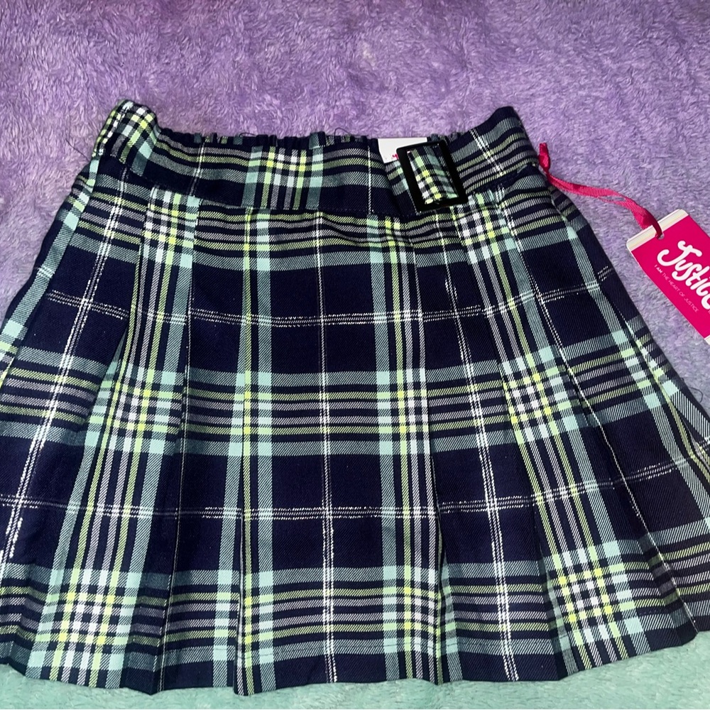 Justice Black and Green Plaid Mini Skirt